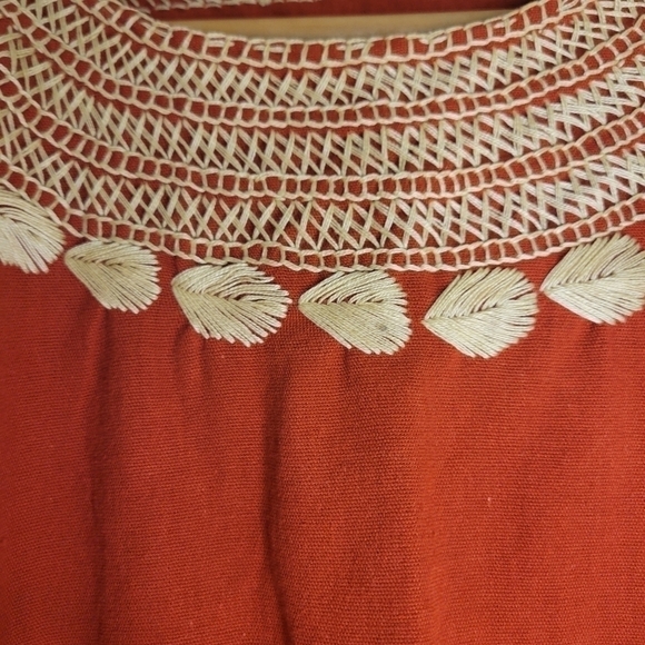 Women's Tribal Blouse size S/M Orange color embroidery detail - Picture 2 of 4